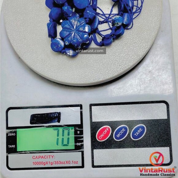 Lapis Lazuli Necklace, Handmade Beaded Pendant Necklace, Natural Blue Gemstone - Picture 10 of 10